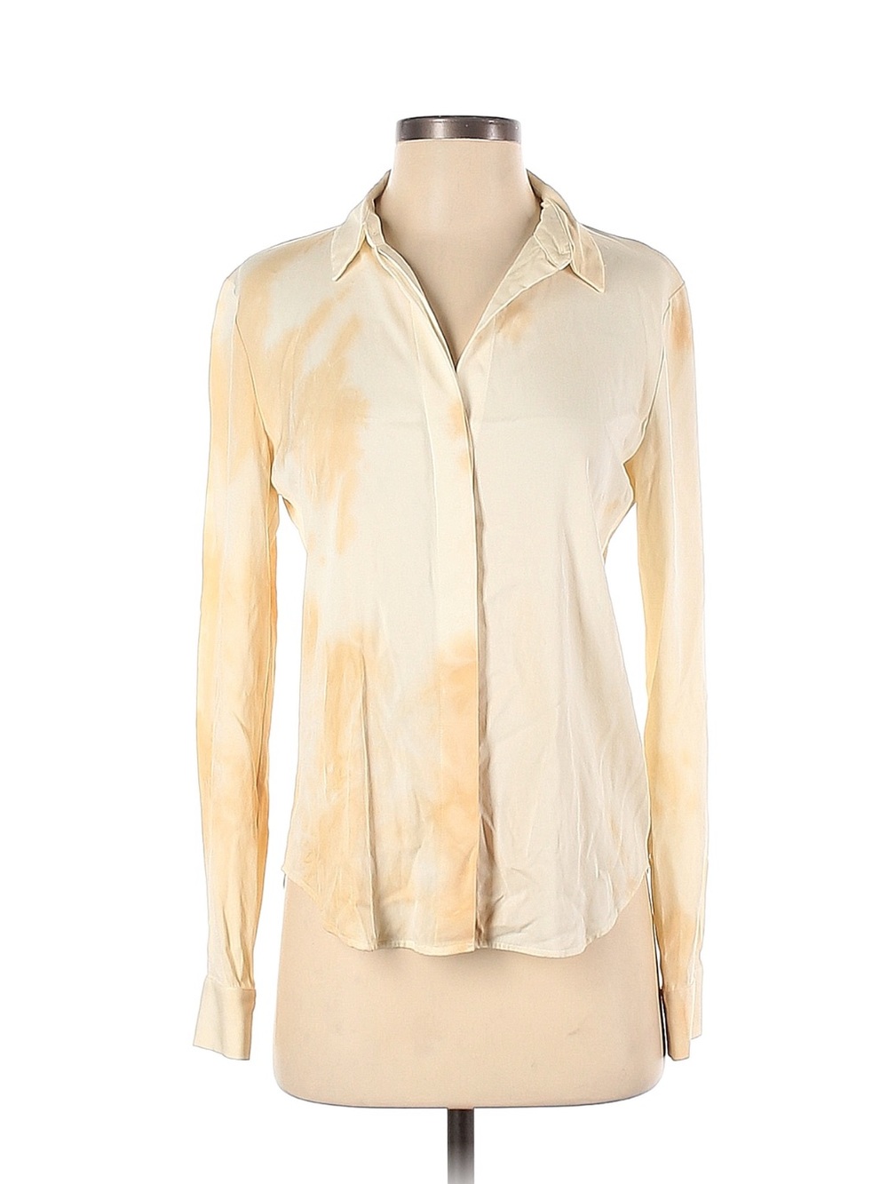 Theory Silk - Women's Cream Tie-Dye Button Shirt